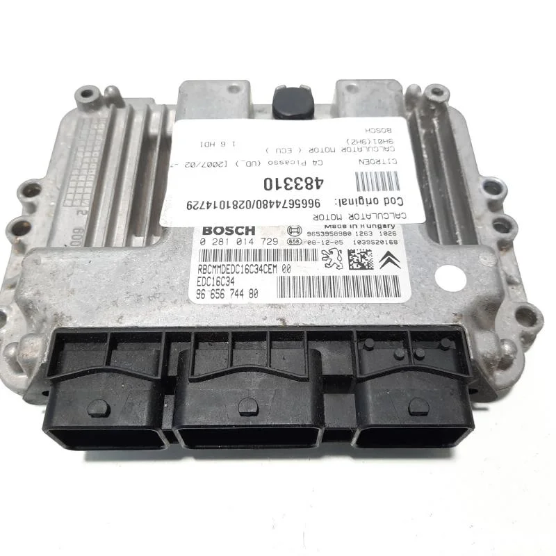 Calculator motor ECU Bosch, cod 9665674480, 0281014729, Peugeot 308, 1.6 HDI, 9HZ (idi:483310) Ieftin
